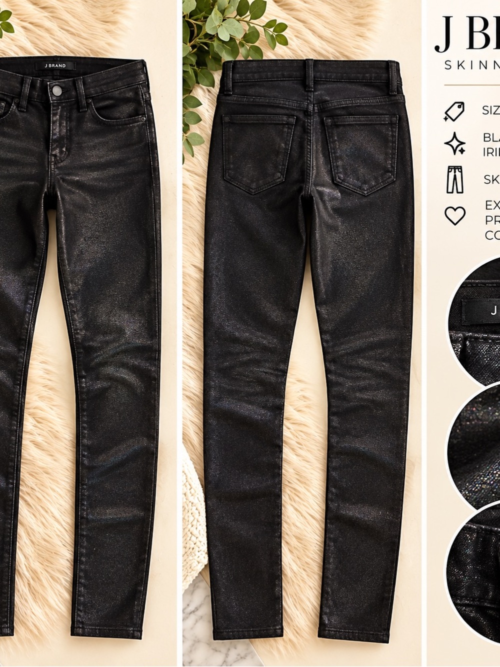J Brand Black Shimmer/Iridescent Skinny Jeans – Size 25